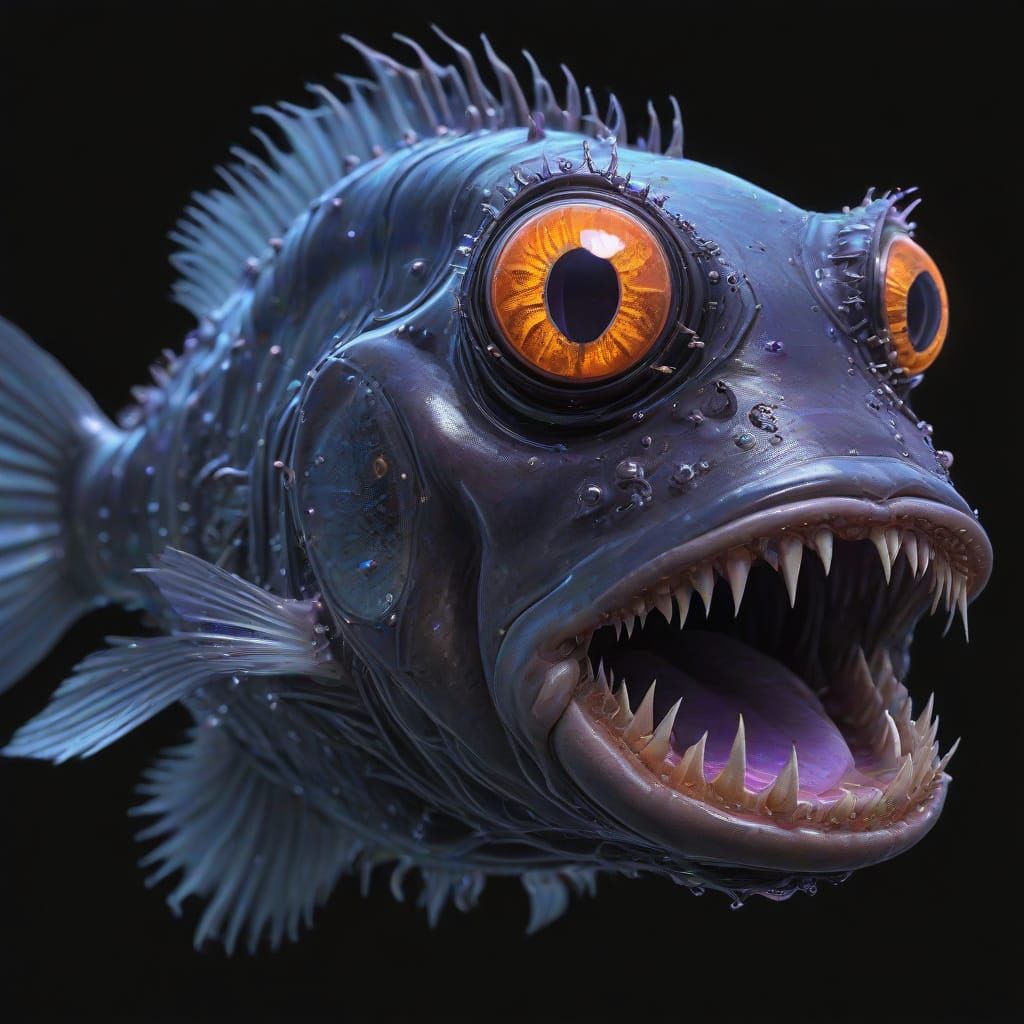 Bioluminescent Deep Sea Angler Fish Portrait