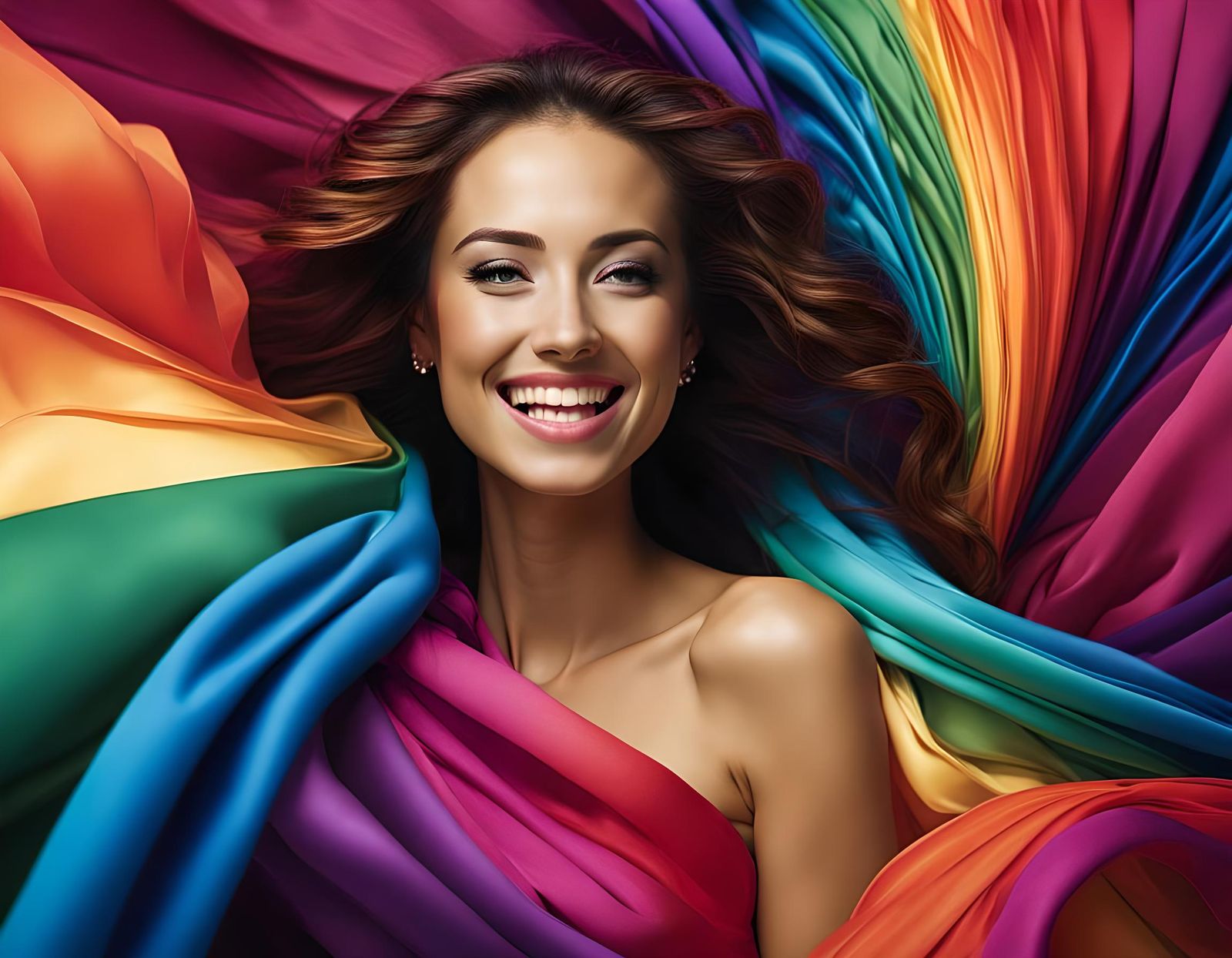 Rainbow Fabric Face: A Vivid AI Portrait