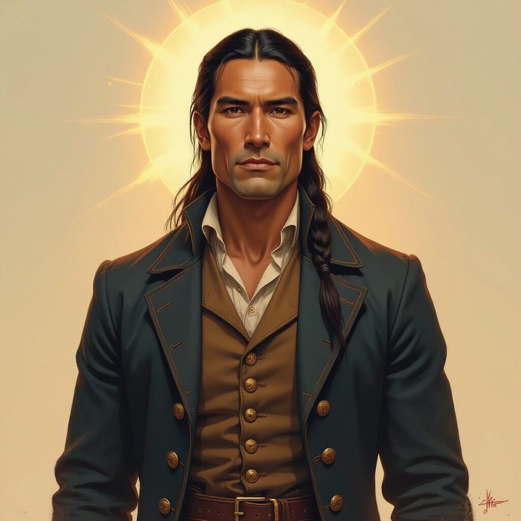 Ethereal Native American Civil War Veteran in Dreamy Lightin...