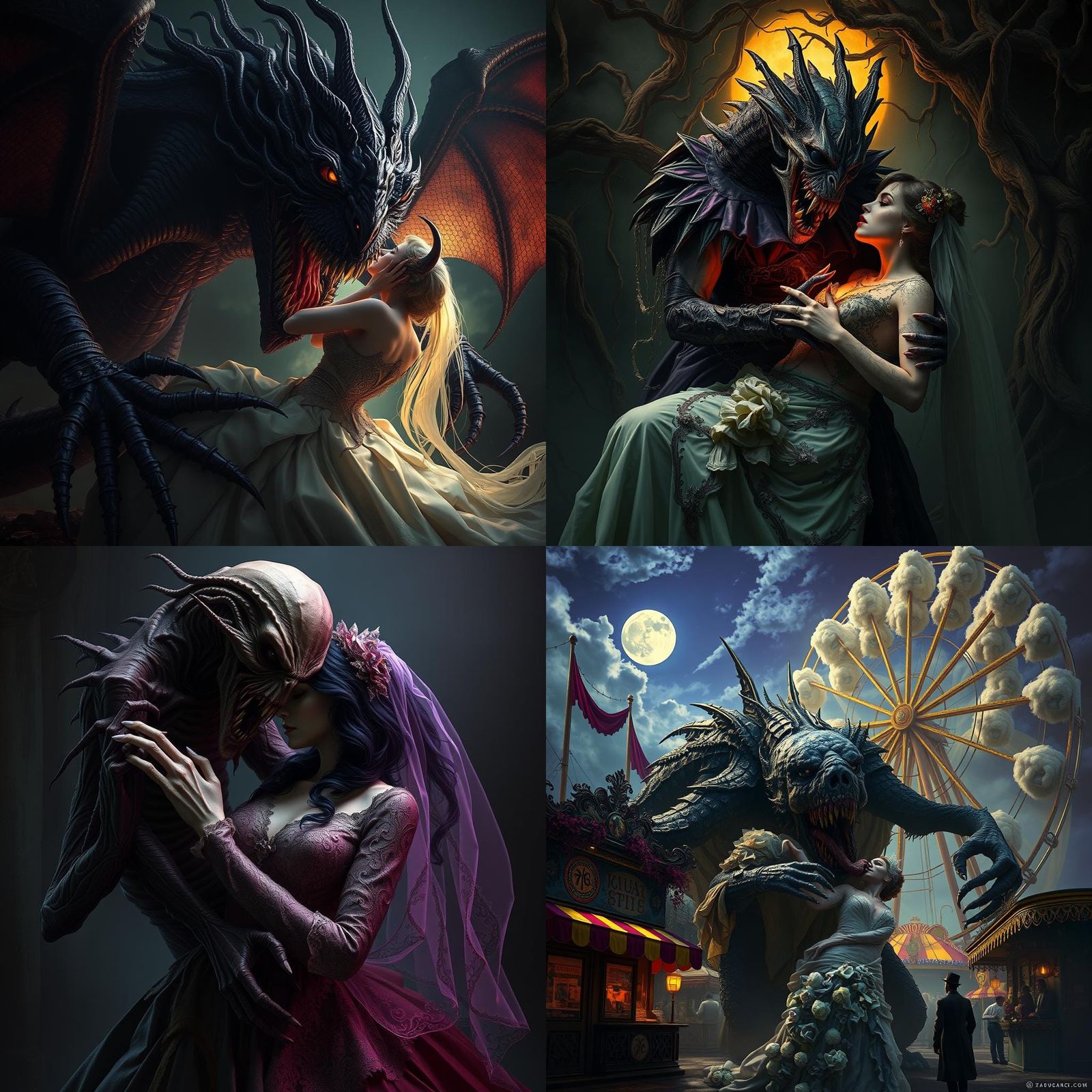 Monster Devouring Bride: Dark Fantasy Concept Art