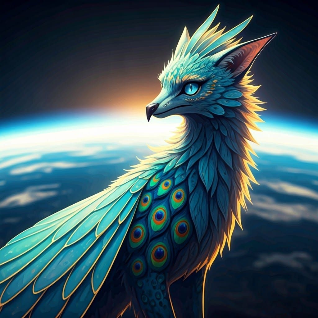 Ethereal Animal Hybrid with Earth Backdrop