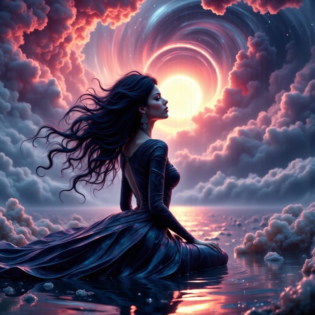 Sci-Fi Woman in Neon Impressionism Style