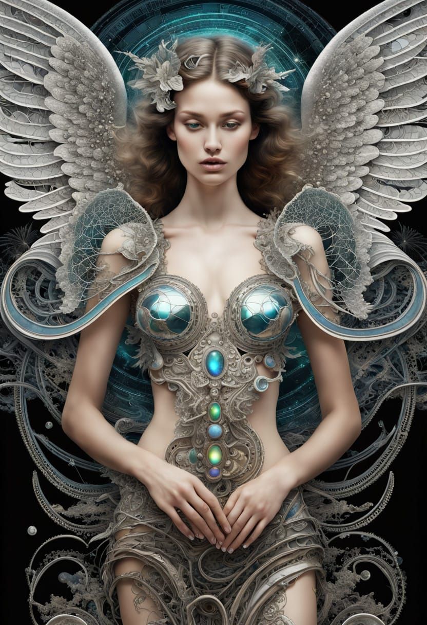 Angel in Toxic Wasteland, Iridescent Chip-Art Lithograph