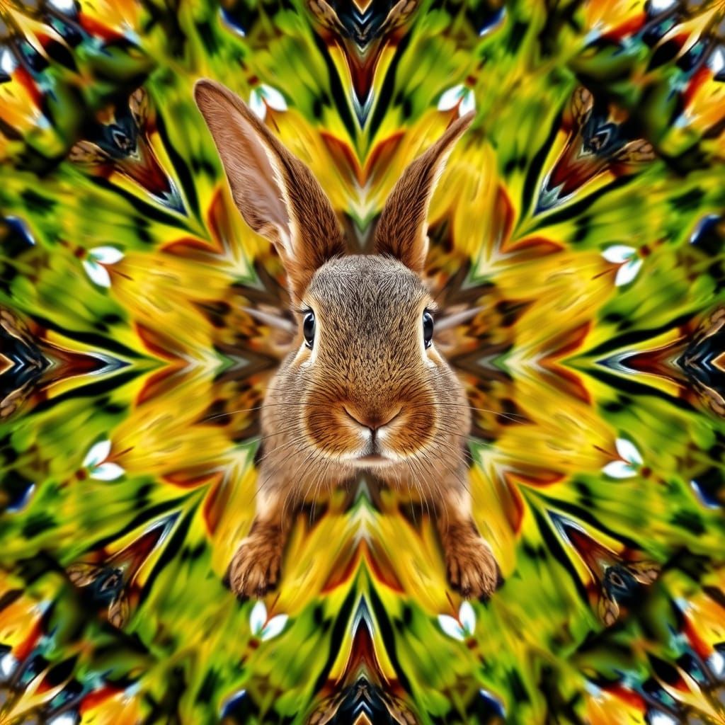 A kaleidoscope view of a rabbit