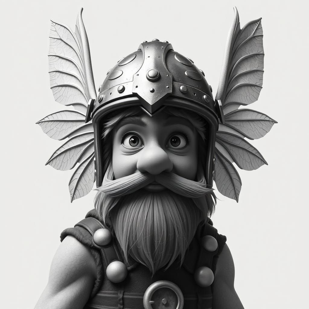 Winged Asterix in Botanical Anime Style