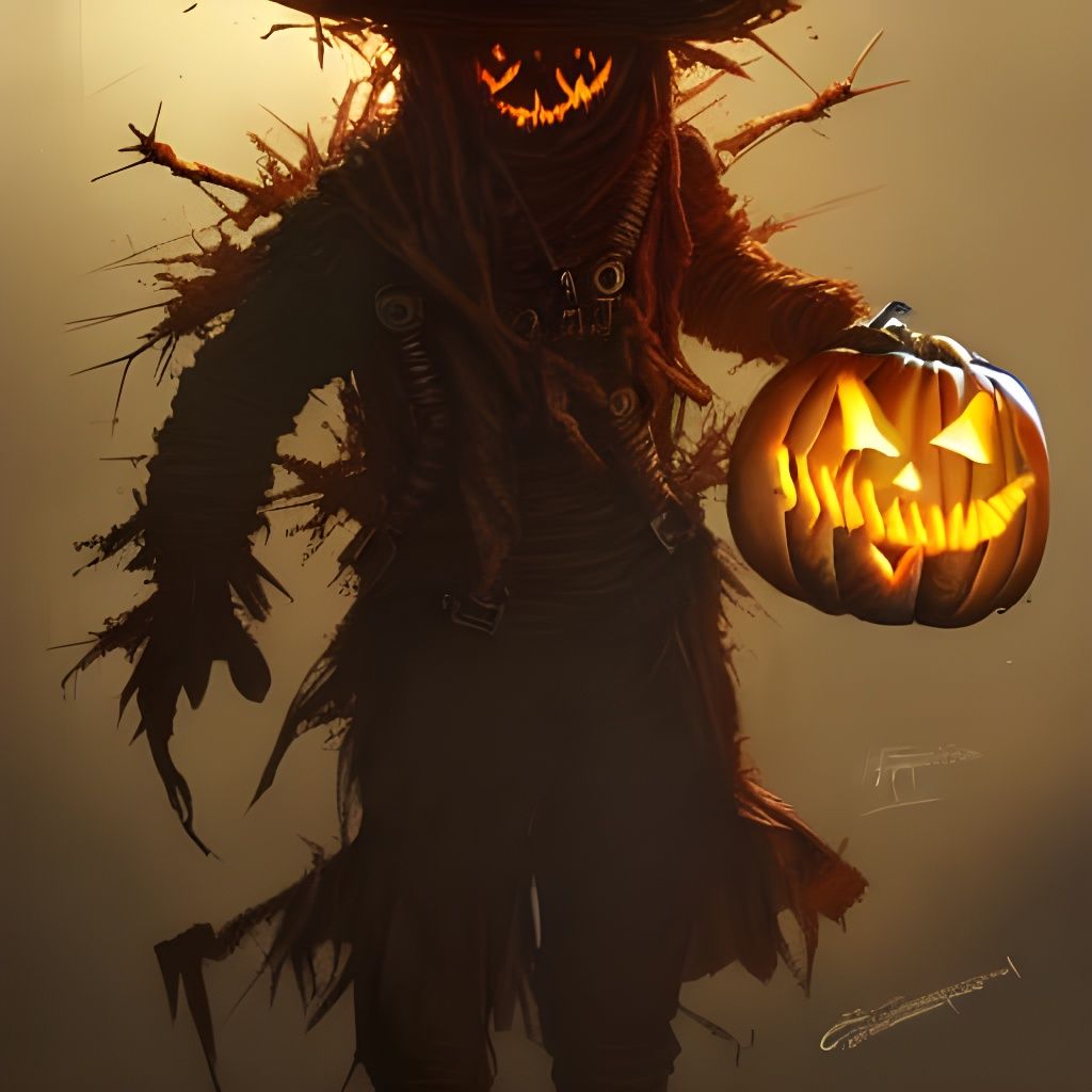 Pumpkinhead Scarecrow Dark Fantasy Concept Art
