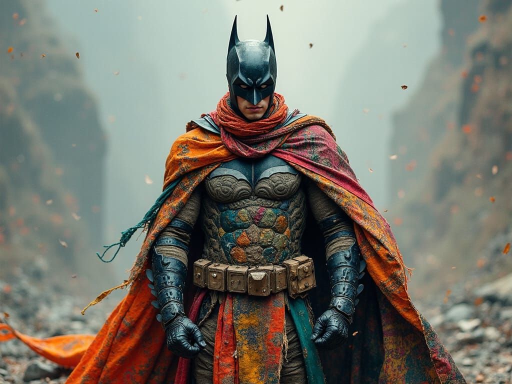 Batman in Patchwork Nepalese Fabric Costume