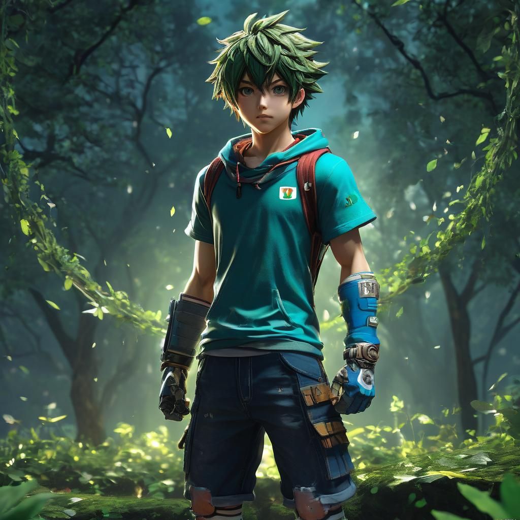 Vibrant 3D Anime Concept Art of Deku