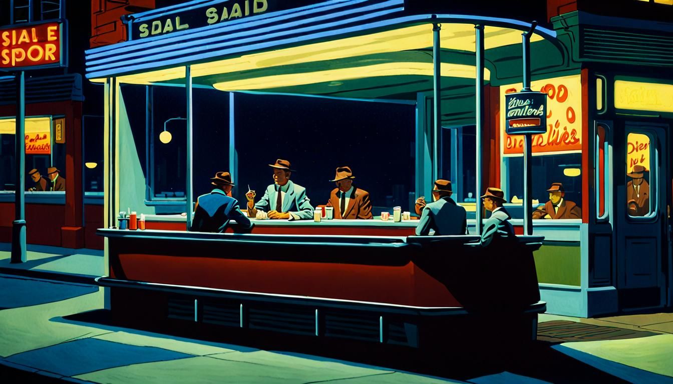 Retro Diner Still Life in American Realism Style