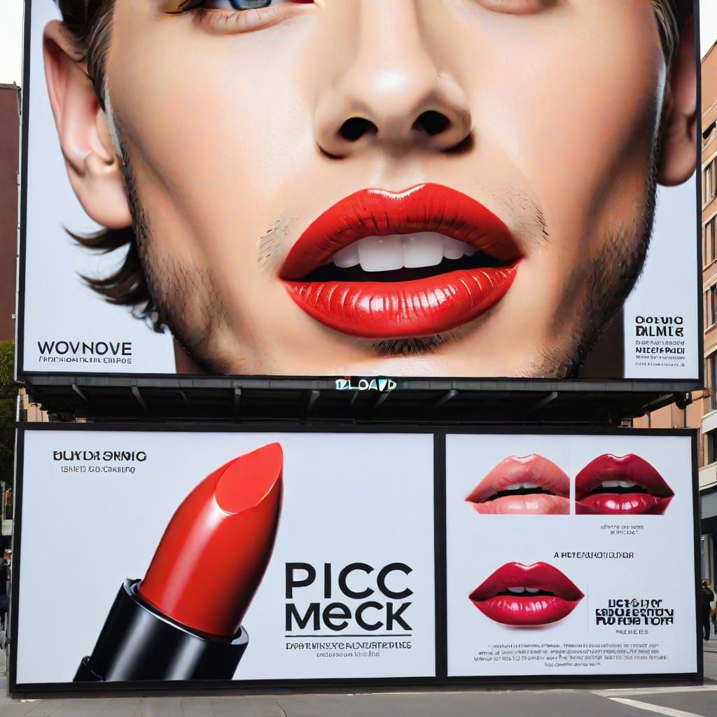 Vintage-Style Billboard Promoting Lipstick for Men