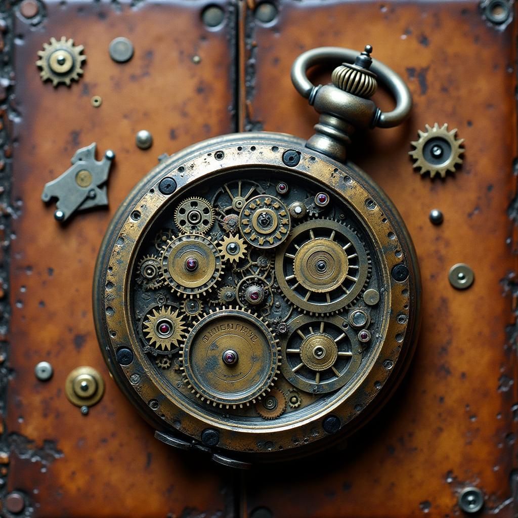 Steampunk Pocket Watch with Exposed Gears