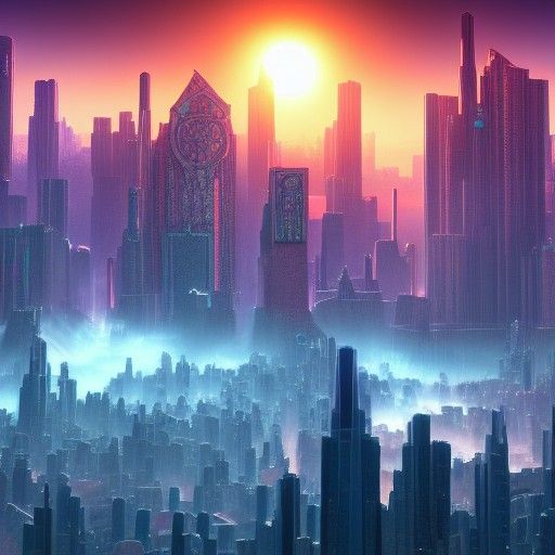 Neptune Metropolis: Medieval Meets Vaporwave in Digital Art