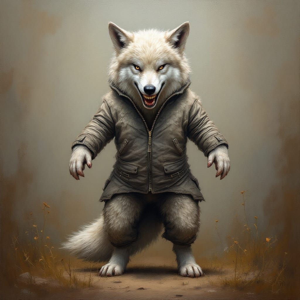 Wolf in Sheep's Clothing Oil Painting