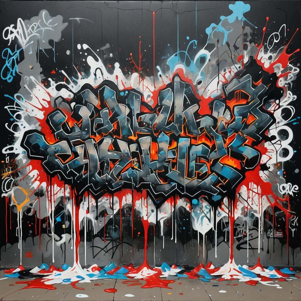 Colorful Graffiti Art: Heart Sinking into Darkness