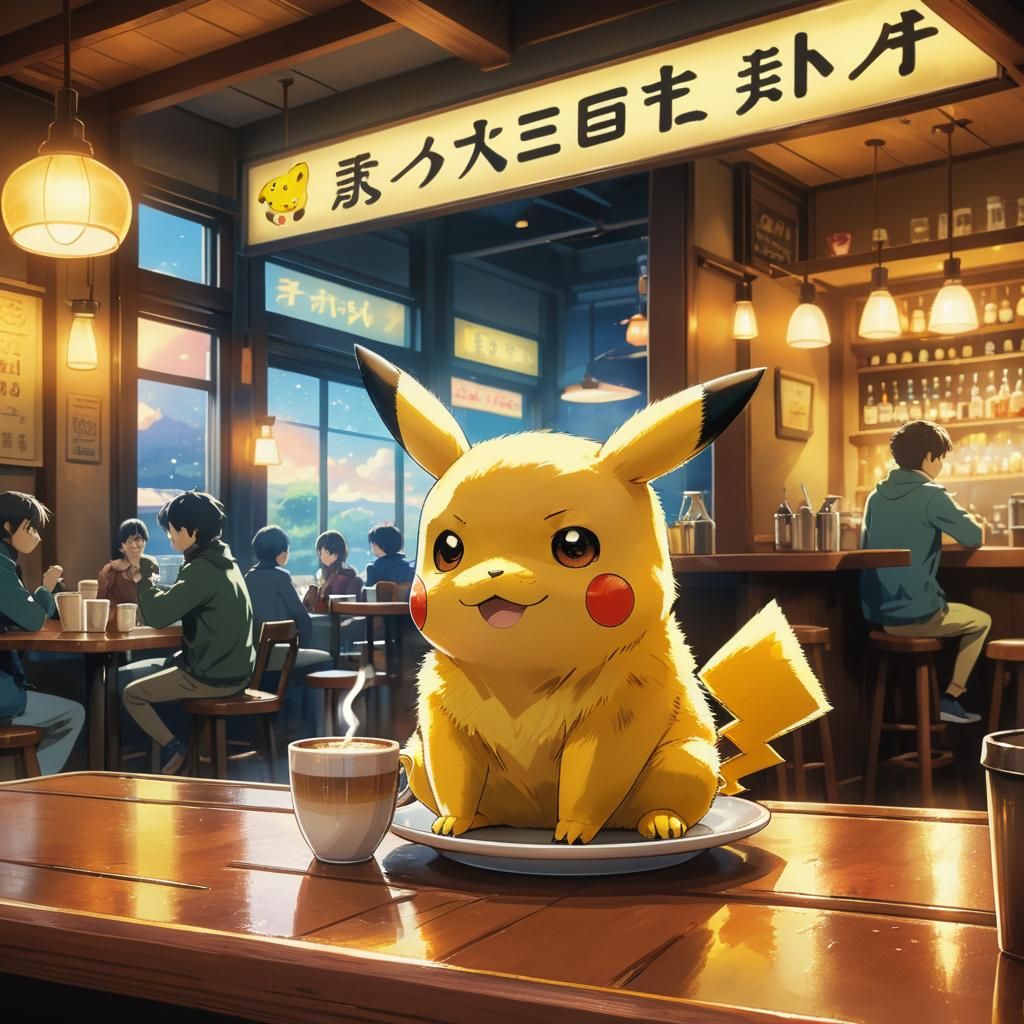 Pikachu at a Cafe: Anime Key Visual