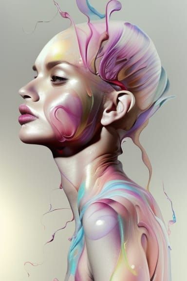 Woman in Pink Dress: Watercolor Speedpaint with Impasto Text...