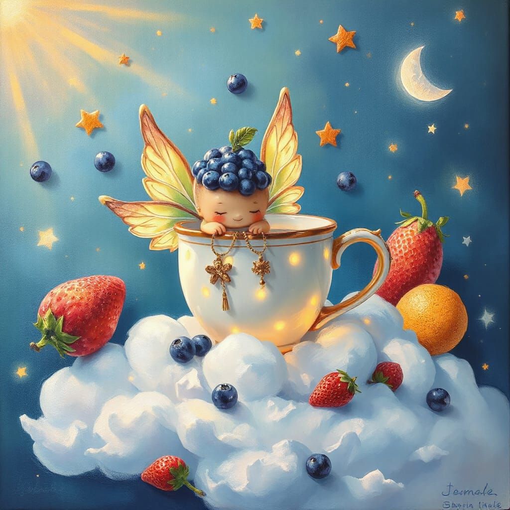 Whimsical Winged Cup in a Kawaii Art Style