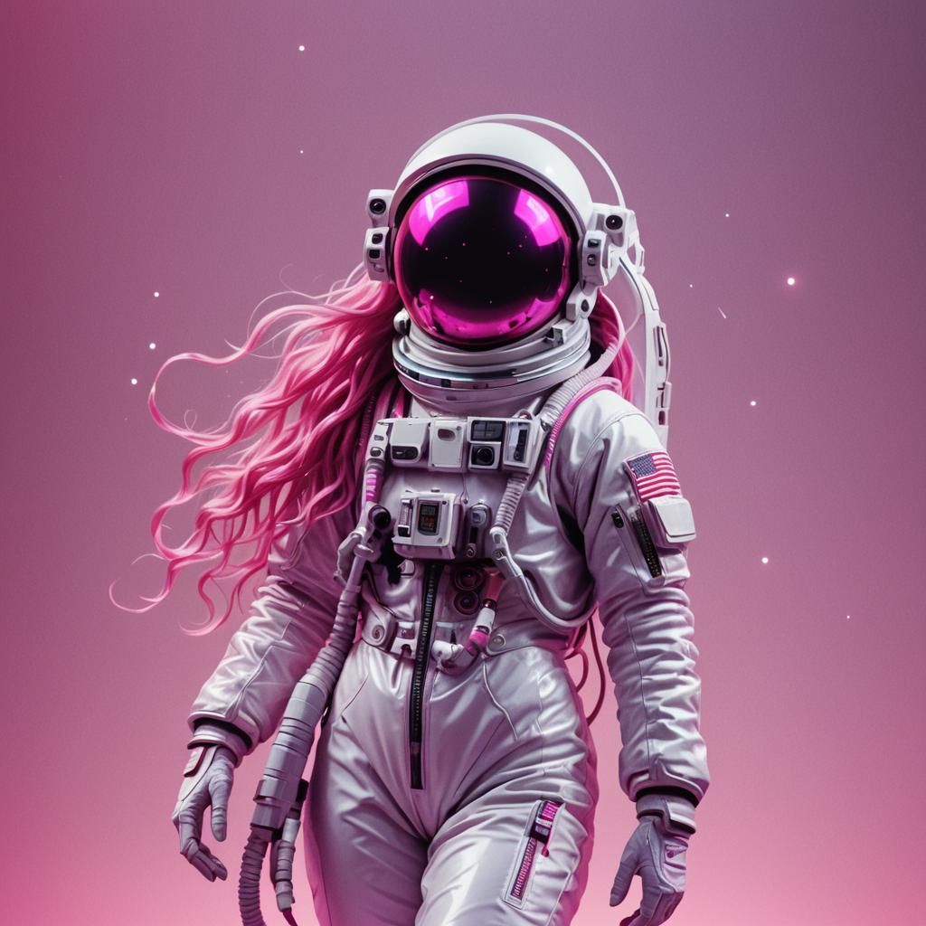 Synthwave Mermaid Cosmonaut in Neon Retro Style