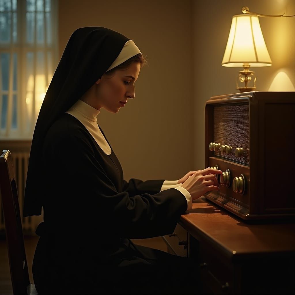 Nun in Intimate Radio Moment