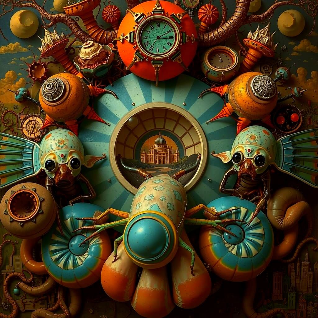 Vibrant Alien Ecosystem with Bizarre Creatures and Flora