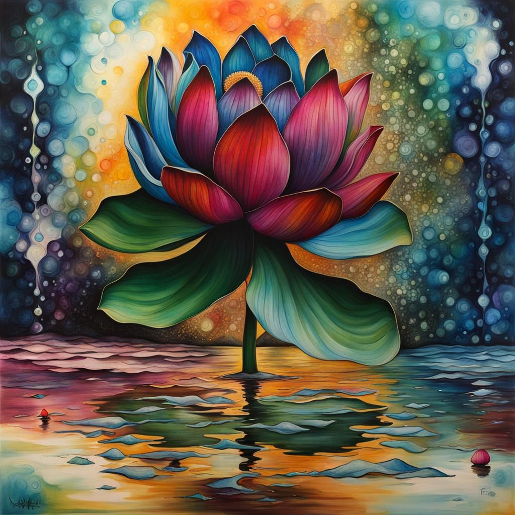 Hyperrealistic Lotus Unfolding in Alcohol Ink