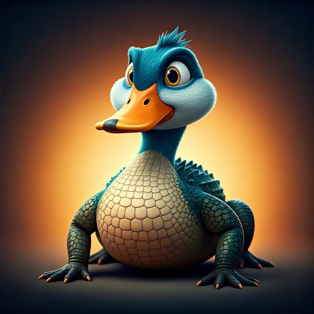 Alligator-Duck Hybrid: A Whimsical Digital Sculpture