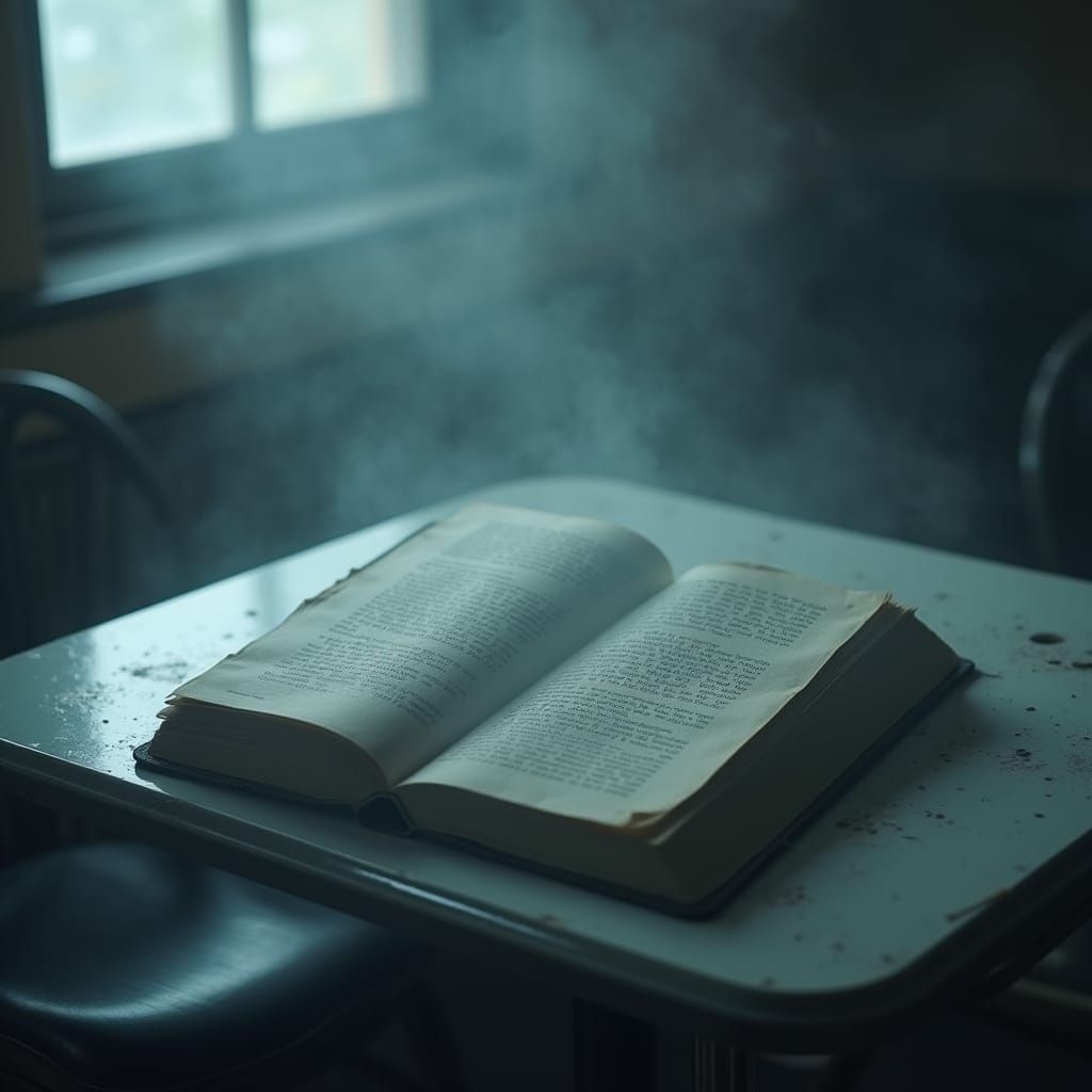 Eerie Book on Diner Table in Pale Hues