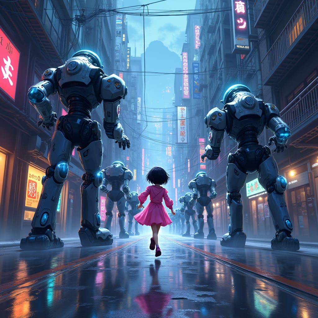 Cyberpunk Labyrinth of Neon Dreams in Japan