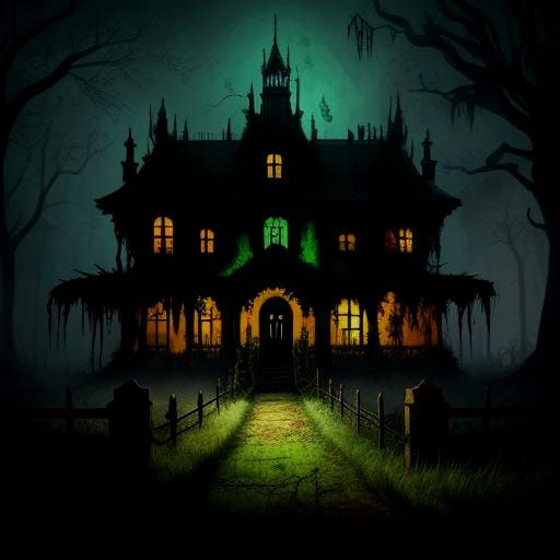 Eerie Haunted House Digital Painting