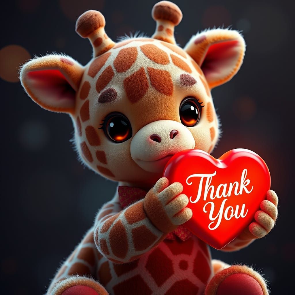 Charming Anime-Style Baby Giraffe Teddy Bear in Whimsical Se...