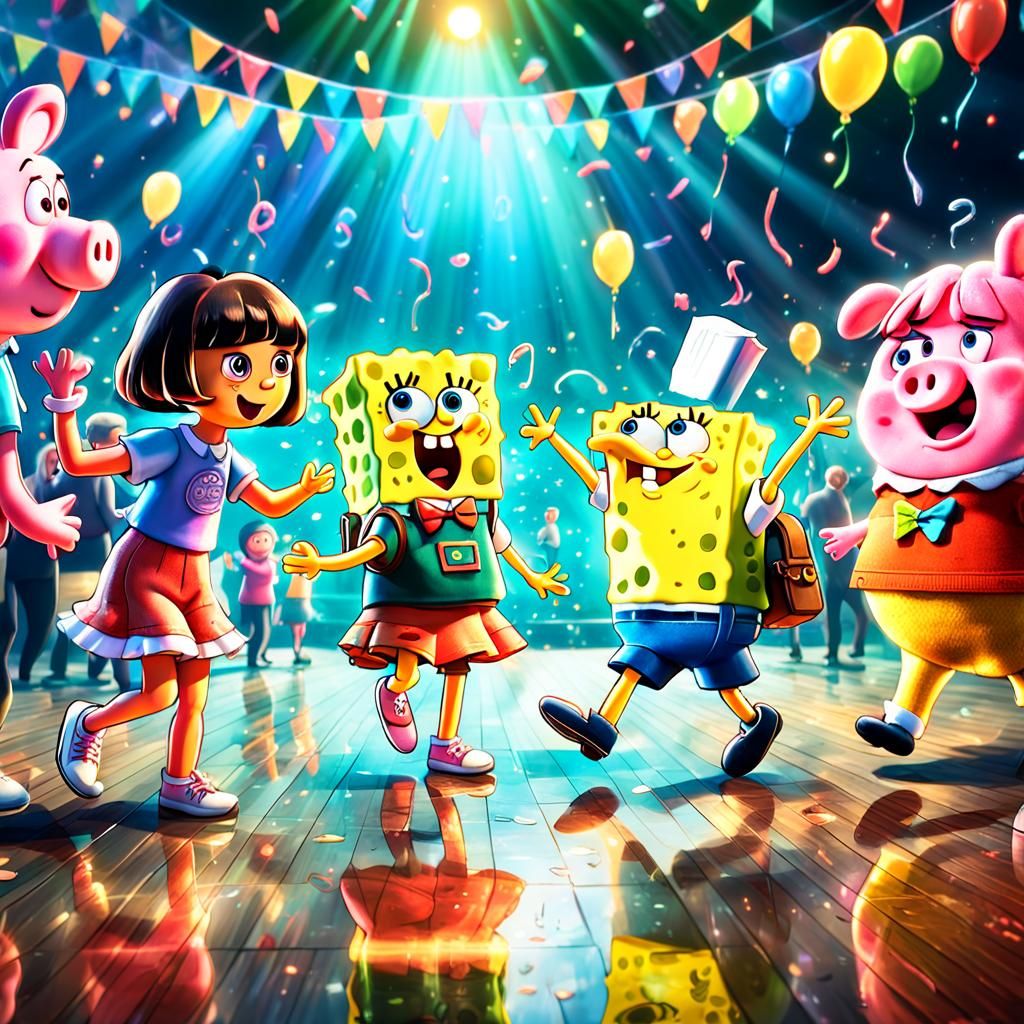 spongebob dancing with dora the explorer