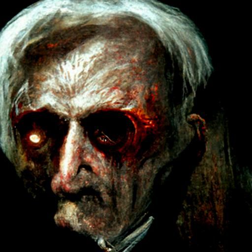 Tall Man's Bleak Parlor in Horror Style