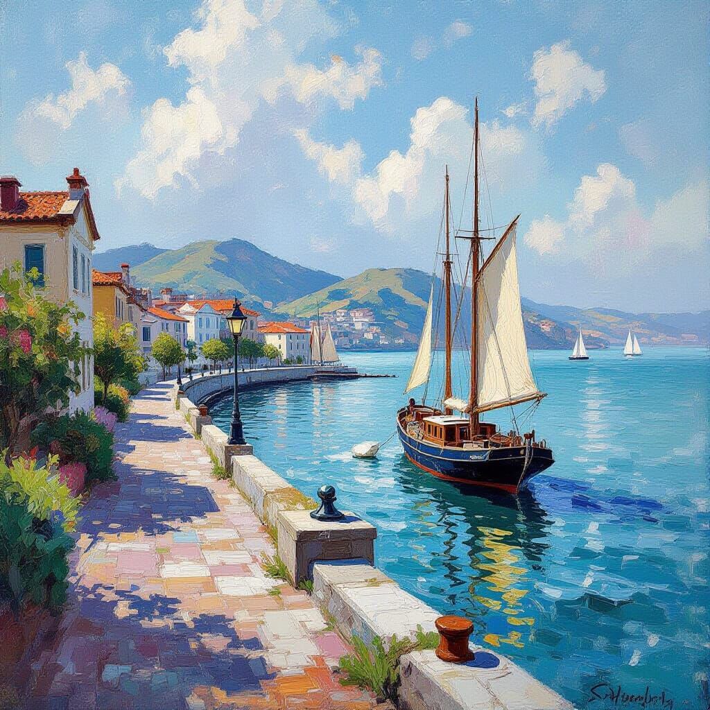 Impressionist Oil Painting of San Francisco Bay