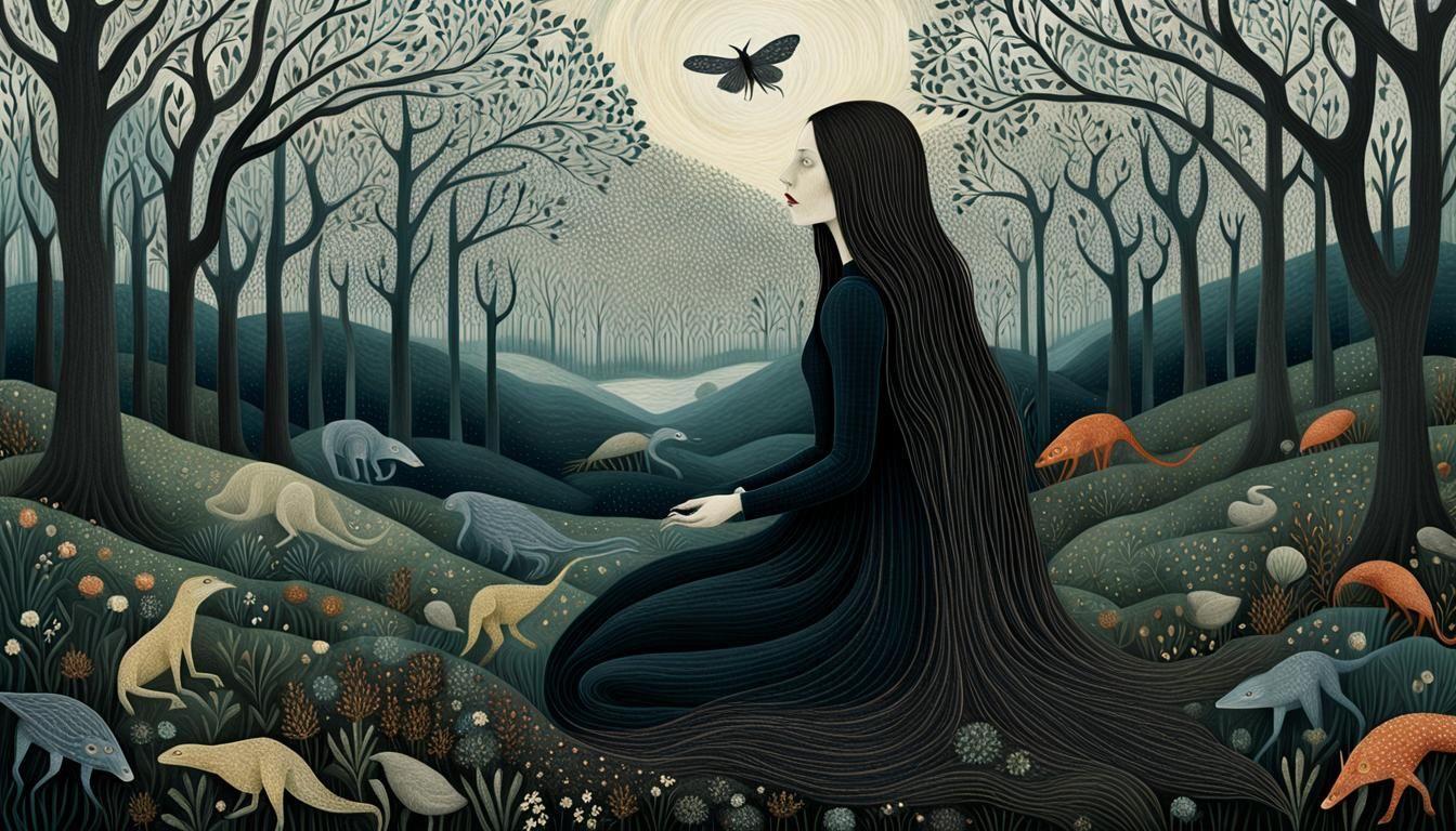 Mythical Creatures and Sunset: A Digital Art Collage