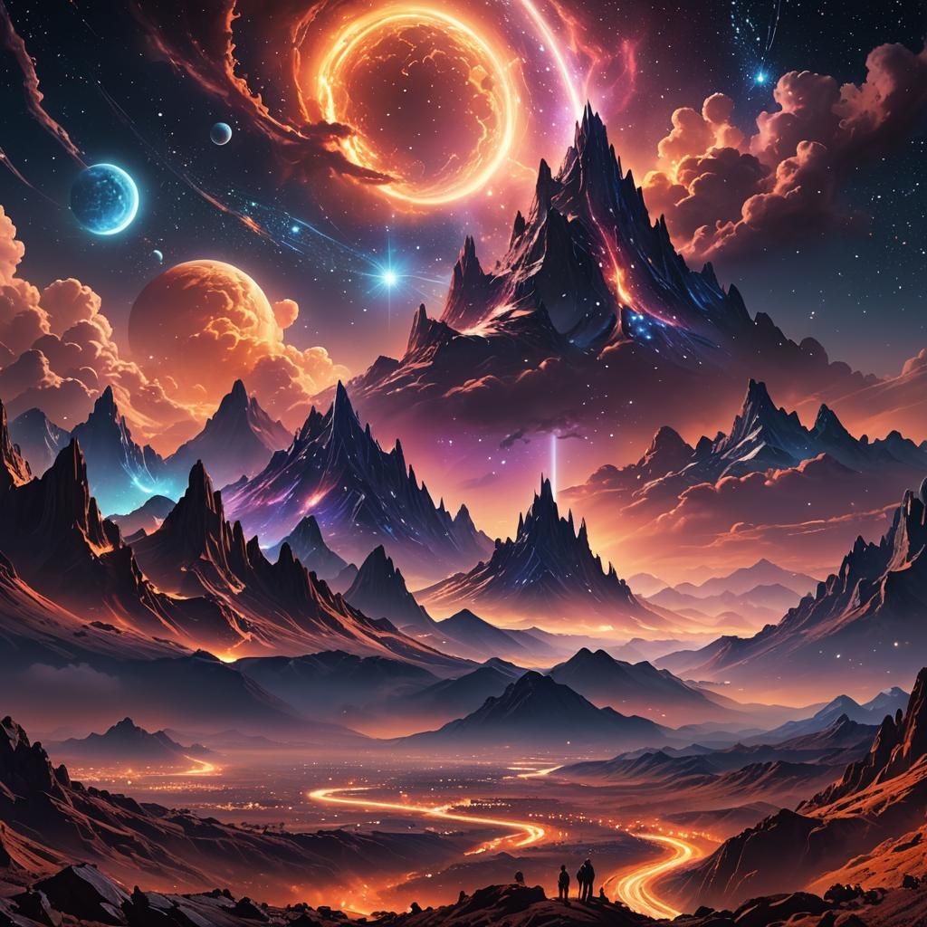 Celestial Creatures Emerge in a Mystical Night Sky