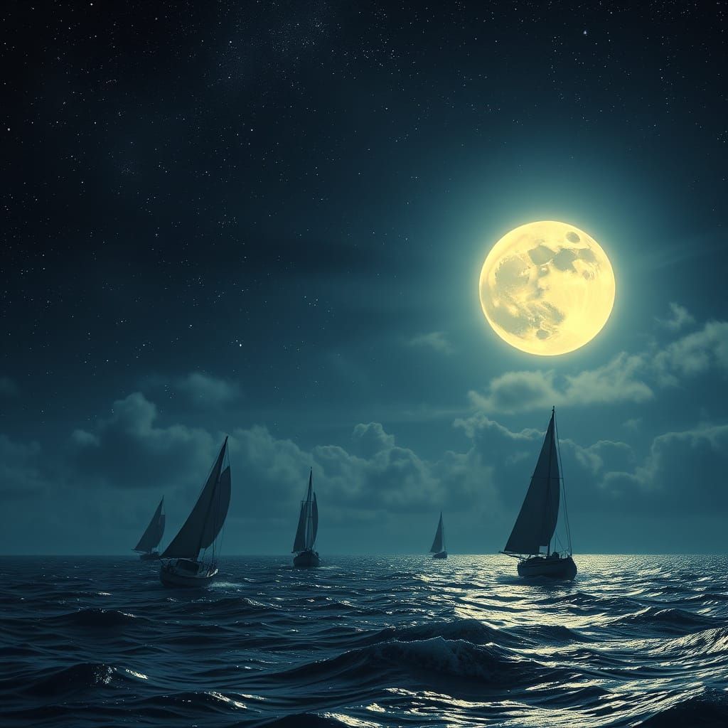 Moonlit Sea Voyage: Rebellion Under Starry Sky