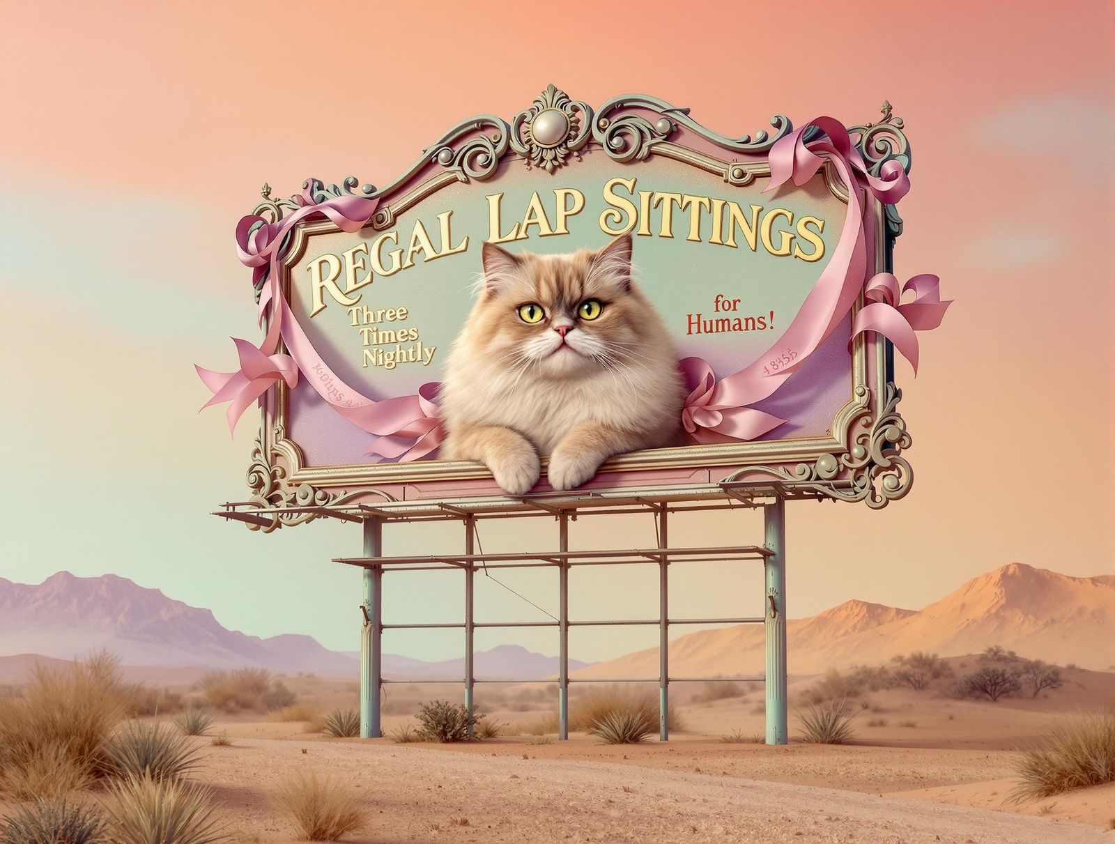 Whimsical Victorian Billboard in Chalk Pastel and Gold