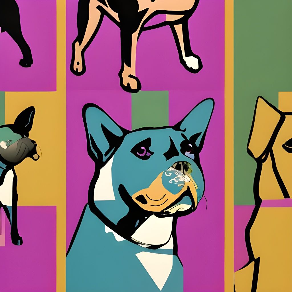 Pop Art Dogs in Geometric Bauhaus Style