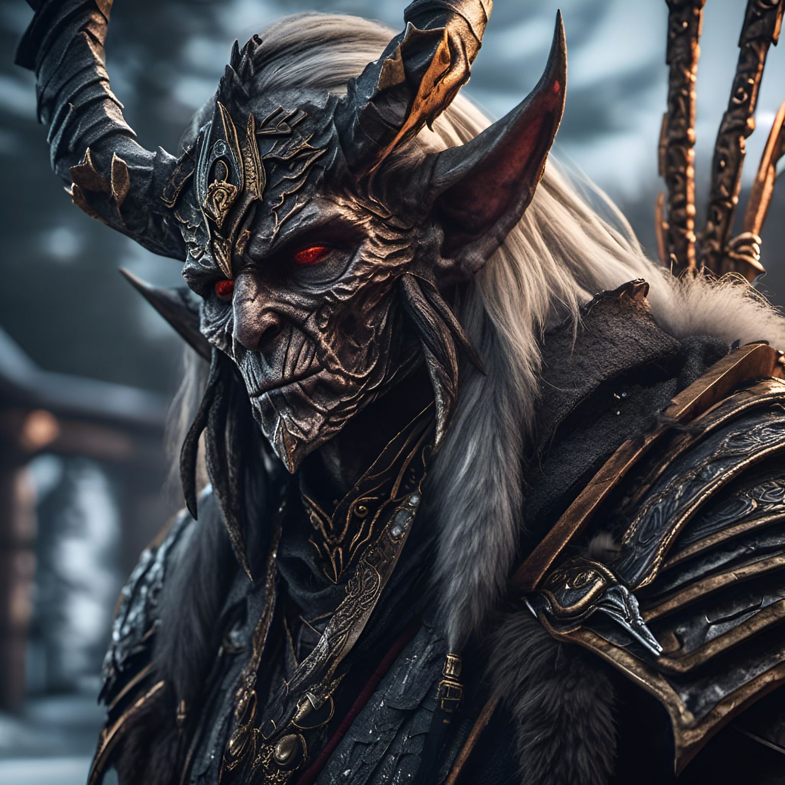 Skyrim Villain Portrait in Hyperrealistic Digital Art