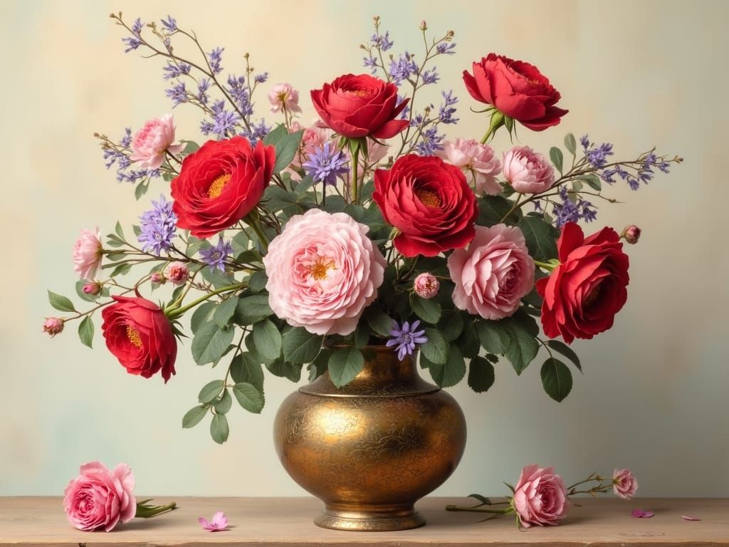 Elegant 18th-Century Still Life in Soft Pastels and Golden L...