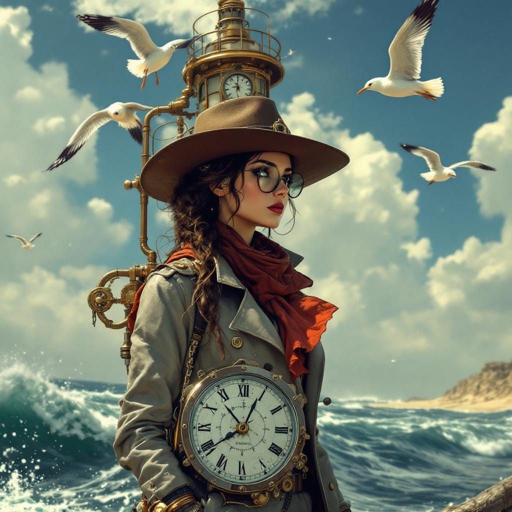 Steampunk Cowgirl Guarding the Coast