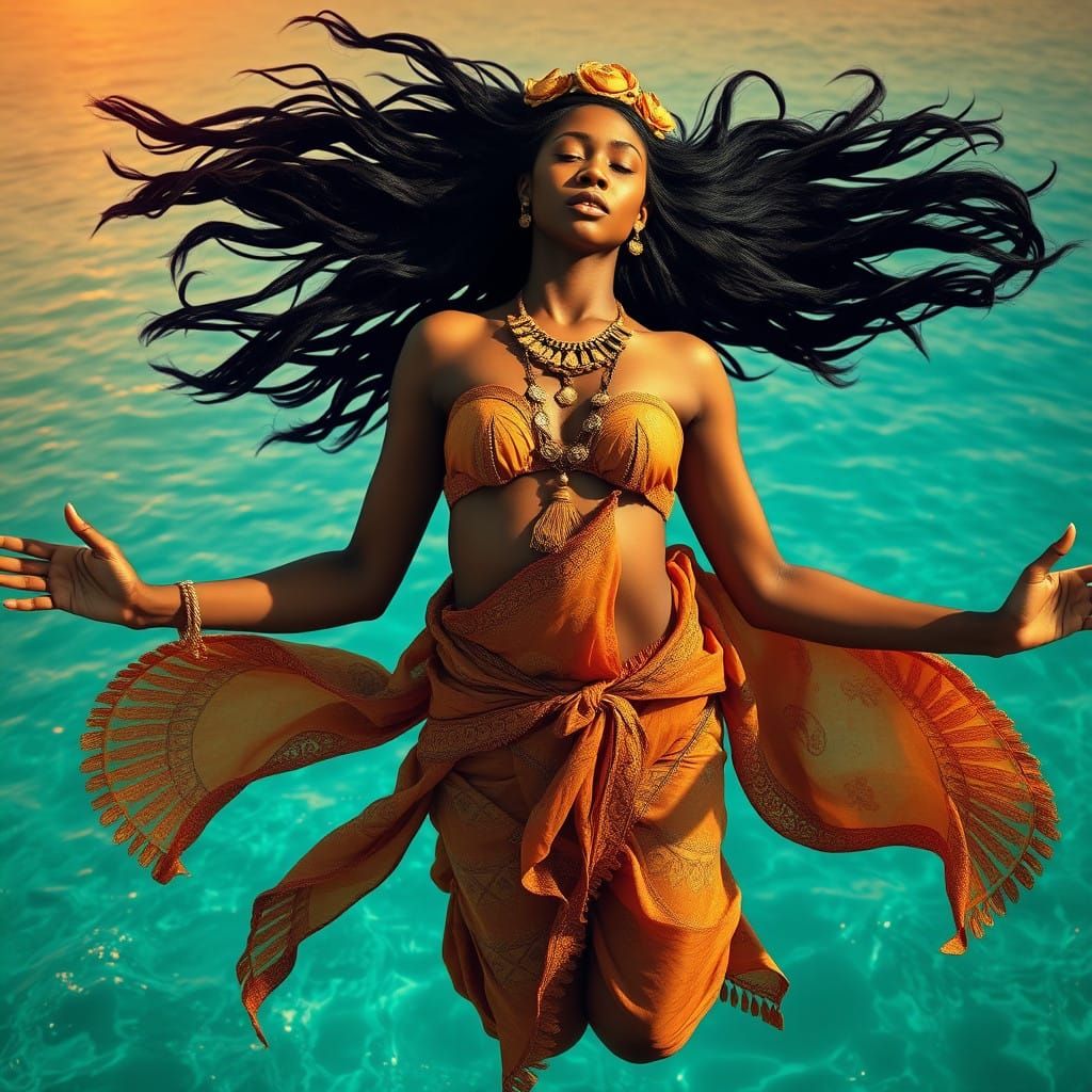 Island Goddess Shines in Turquoise Caribbean Waters