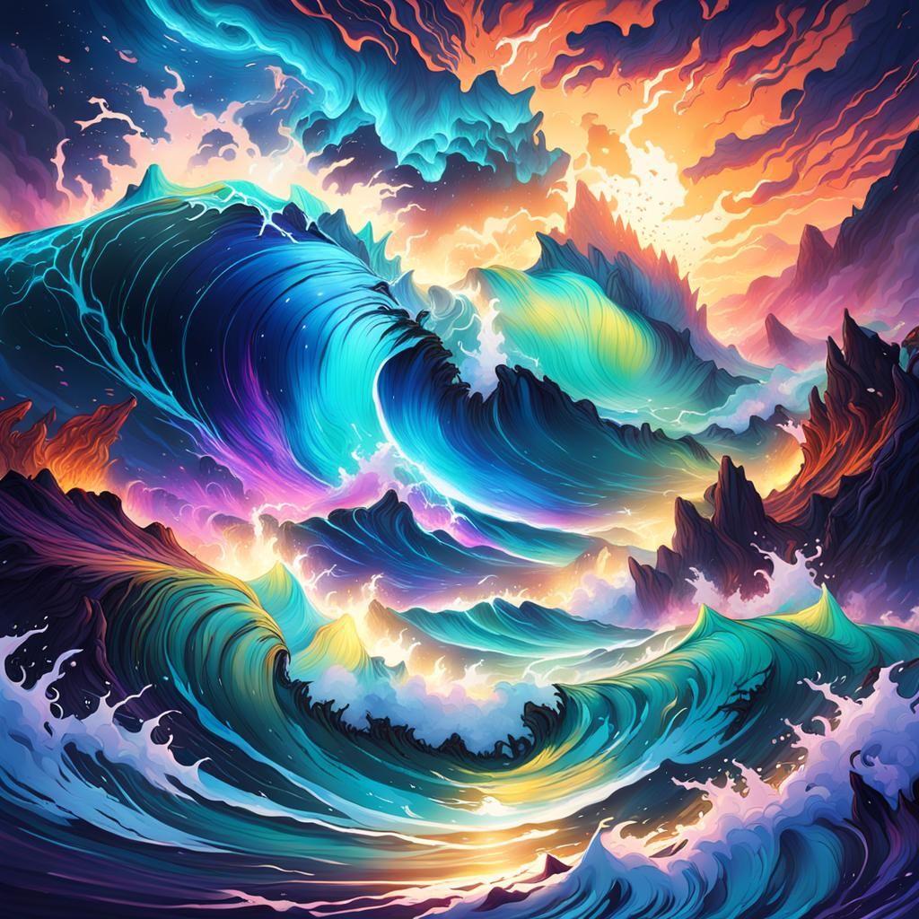 Electric Storm Waves: Vibrant Energy Concept Art