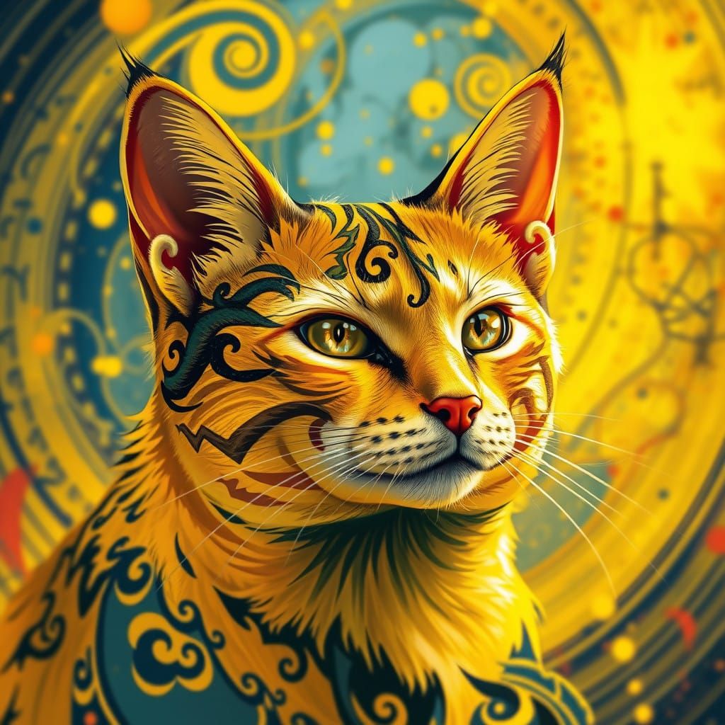 Vibrant Cyberpunk Cat Portrait