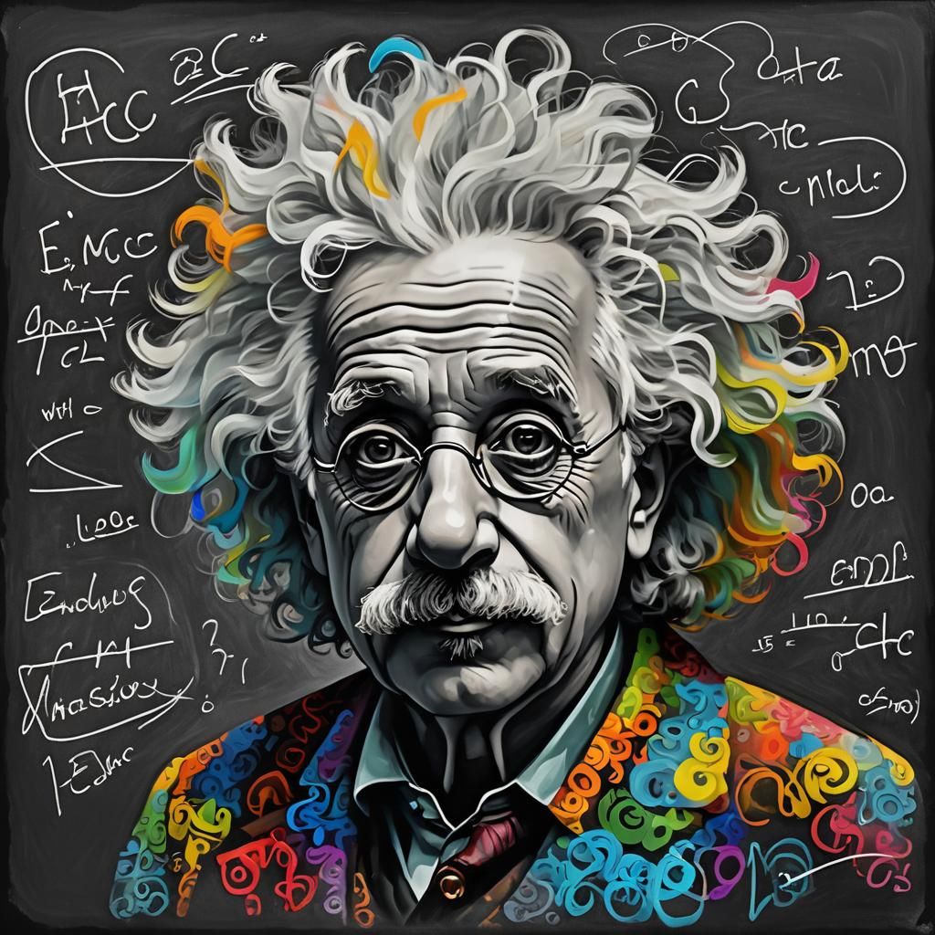 Vivid Glass Einstein Chalkboard Art