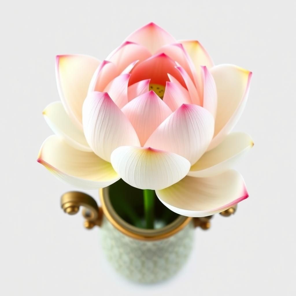 Lotus in Vase: Chinese Watercolor with Floral Accents