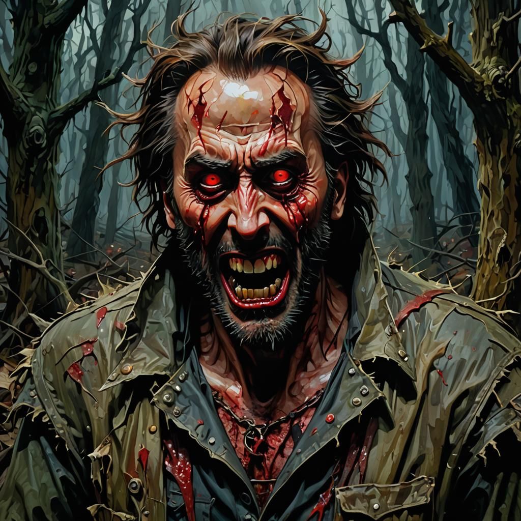 Terrifying Nicolas Cage as Monstrous Ghoul in Mixed Media