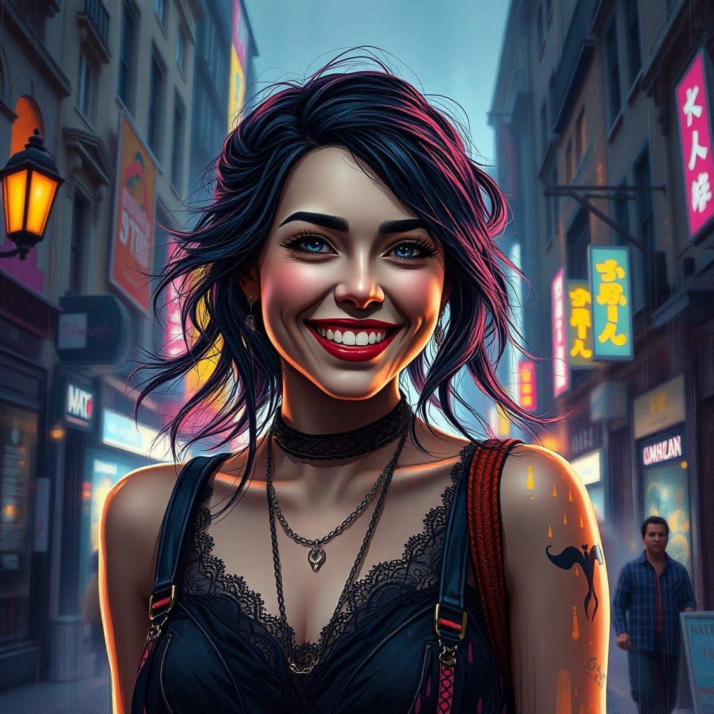 Gothic Woman in Triadic Colors Portrait