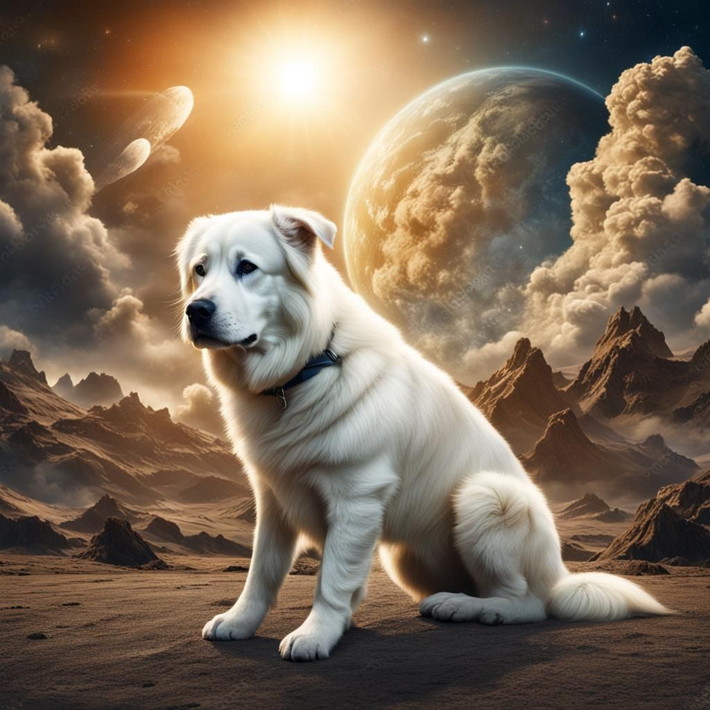 Alabai Dog Creating the Universe: Epic Digital Painting