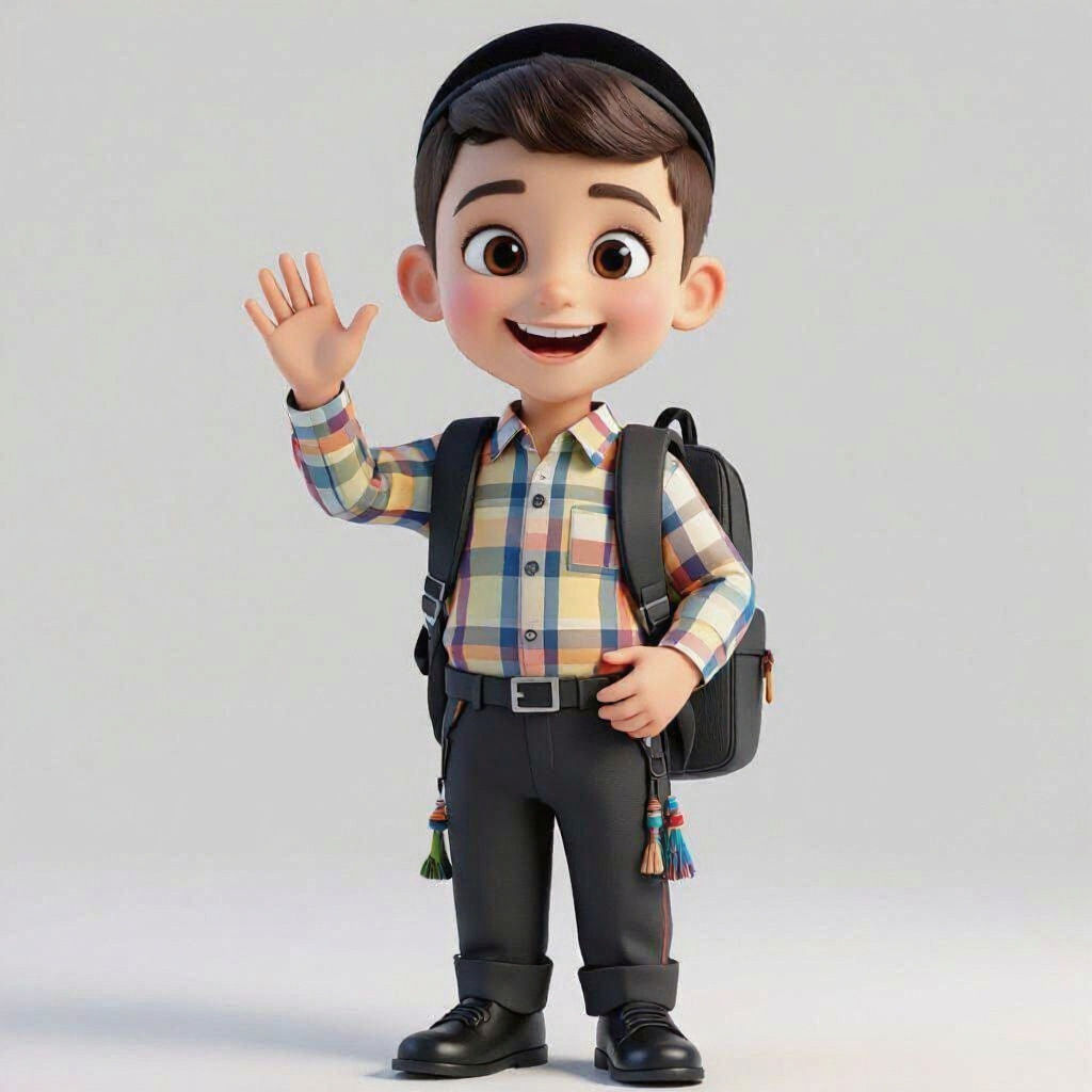 Cheerful Young Haredi Boy in 3D Render